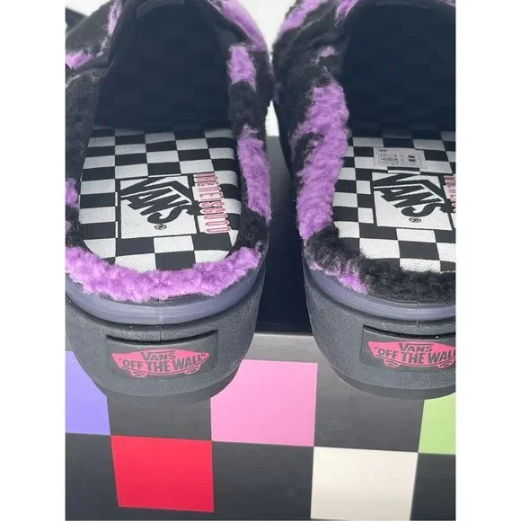 Vans Sneaker Classic‎ Slip On Mule Ireneisgood Women 5.5 Fuzzy Purple Black New